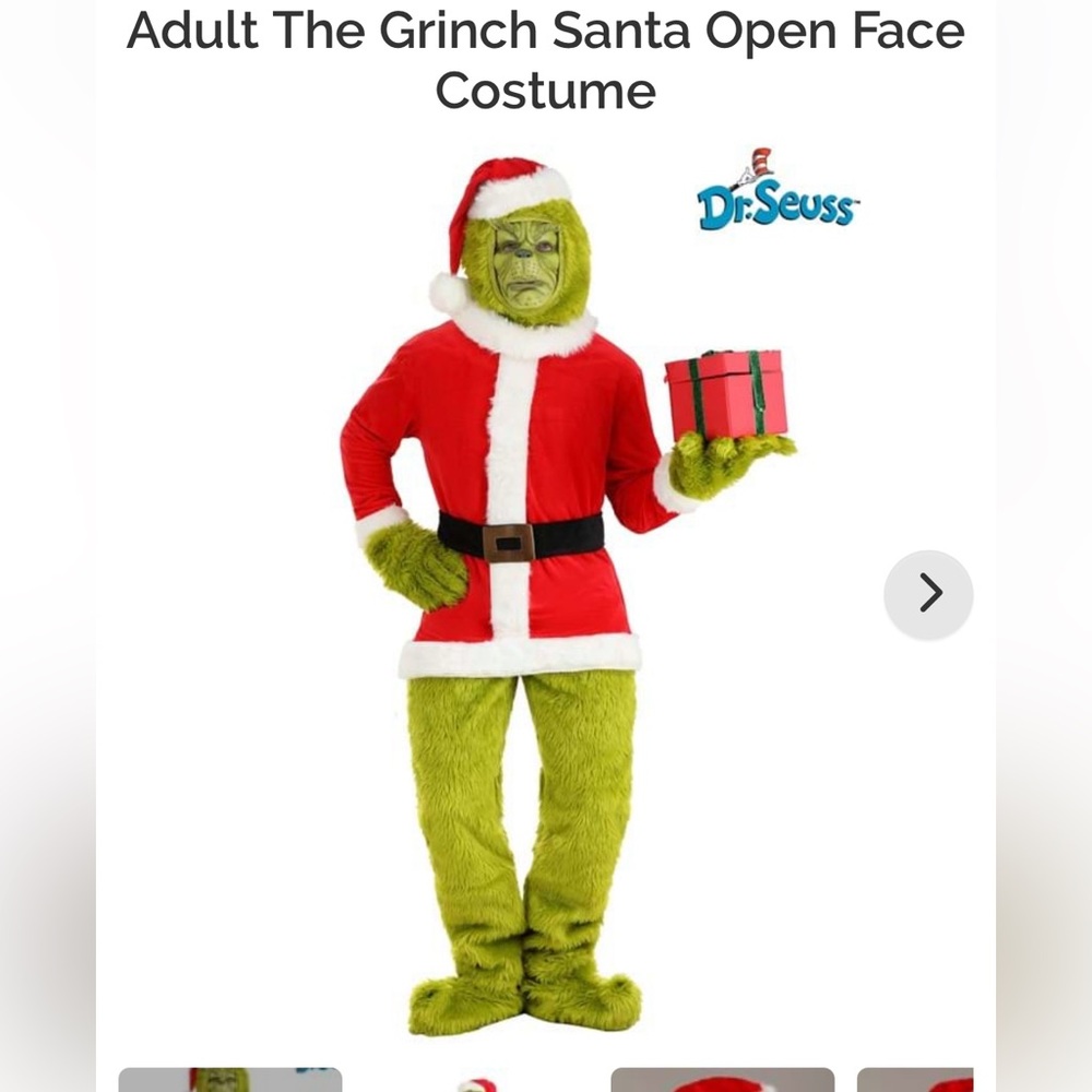 Adult The Grinch Santa Open Face Costume